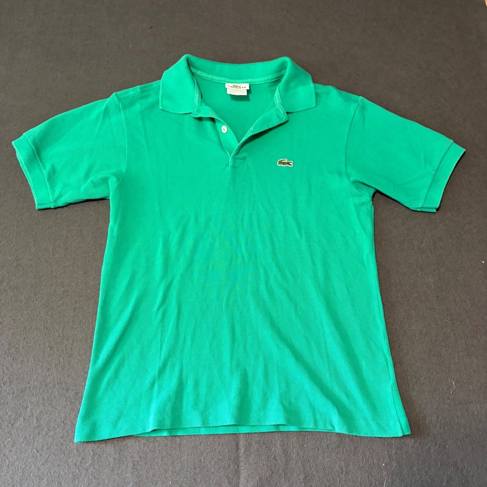 Lacoste Polo Shirt Kids Unisex Eu 14 Teen Green Short Sleeve Preppy Core Logo